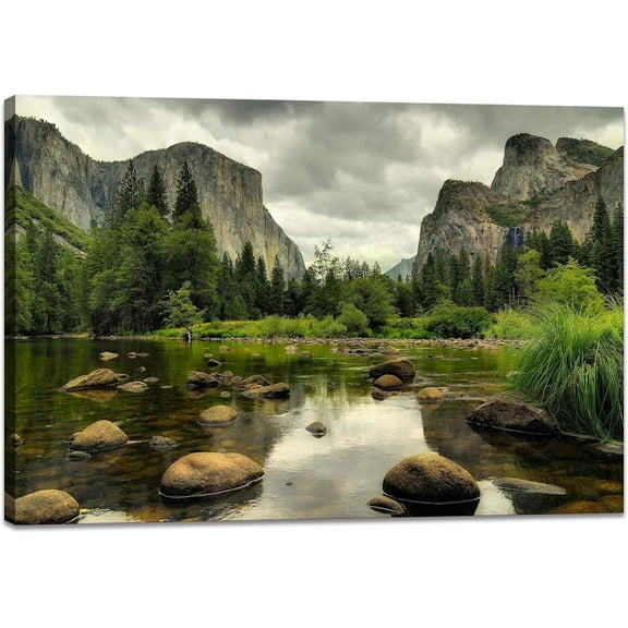 National Park Wall Art Yosemite Pictures Nature Print Poster Vintage Mountain Wall Decor Canvas Artwork for Bedroom Bathroom Home Decor 12x16inch