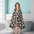 thumbnail image 6 of Black Daisy Flower Pattern Hooded Bath Towel，50"x30" for Ages 3 To 12 Kids, Quick Dry Lightweight Soft Microfiber Hood Beach Towel Cover Up for Kids, 6 of 7