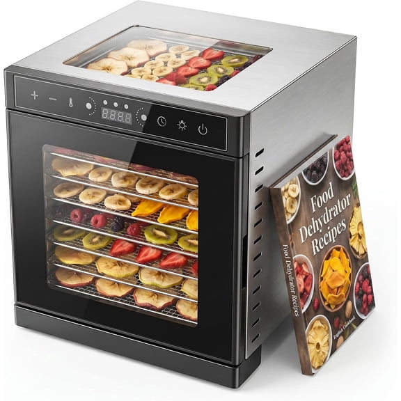 GOLUCKY Food Dehydrator Machine 700W with 8 Stainless Steel Trays, 212°F Temperature Control, 24H Timer, Food Dryer for Jerky, Fruit, Meat, Vegetables and Herbs