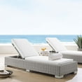 thumbnail image 2 of Lounge Chair Chaise, Sunbrella, Rattan, Wicker, Light Grey Gray White, Modern Contemporary Urban Design, Outdoor Patio Balcony Cafe Bistro Garden Furniture Hotel Hospitality, 2 of 10