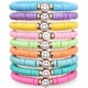 thumbnail image 1 of Juego de pulseras preppy - Pulseras elásticas Heishi coloridas con forma de corazón Pulseras de disco boho apilables de arcilla, 1 of 3