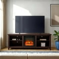 thumbnail image 3 of Walker Edison Open Storage Fireplace TV Stand for TVs Up to 80", Espresso, 3 of 13