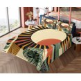 thumbnail image 4 of Ambesonne Monstera Fitted & Top Sheet Set with Sham, Mid Century Abstract Sun, Beige Burnt Orange Black, 4 of 5