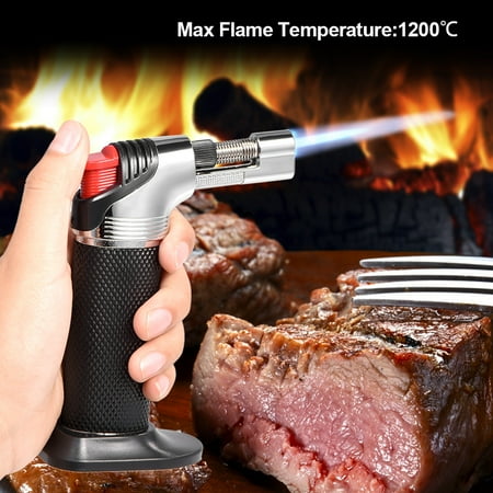 Butane Torch Pocket VBESTLIFE Black Adjustable Flame Outdoor Barbecue Butane Micro Torch Refillable Gas Cigar Lighter Butane Soldering Torch Ignition Blow Torch ()