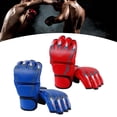 thumbnail image 6 of Tnarru 2 Pairs Mma Gloves Boxing Fight Gloves Half Finger Shockproof with Adjustable Wrist Band Martial Arts Bag Gloves for Sparring Red and Blue, 6 of 9