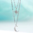 thumbnail image 6 of Mightlink Double Layer Necklace for Women Twinkle Star Moon Choker Necklace Faux Diamond Pendant Clavicle Chain Jewelry Accessories, 6 of 6