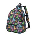 thumbnail image 2 of Dinosaur and Floral Black Pattern Cute School Backpack with Padded Back and Adjustable Shoulder Straps 13.4"x11"x4.7", 2 of 5