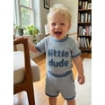 thumbnail image 5 of Loicainy Infant Baby Boys Summer Outfits 3 6 9 12 18 Month Short Sleeve Letter Embroidery Romper with Shorts 2Pcs Clothes Set, 5 of 9