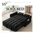 thumbnail image 6 of TOSEE 55" Velvet Pull-Out Sofa Bed Convertible Sleeper Loveseat with Storage Pocket, Foldable Futon for Small Space, Black, 6 of 9