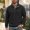 Black, variant on Mens Mock Neck Quarter Button Pullover Long Sleeve Textured Top With Elbow Patch Autumn Winter Business Wear(White,XXL)