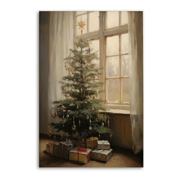Winter Retro Christmas Tree Canvas Art Poster and Wall Art Picture Print Modern Family bedroom Decor Posters 16x24inch(40x60cm)