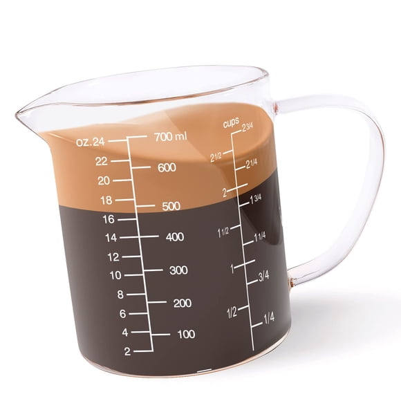 Vaso medidor Newness Glass de 700 ml con mango y 3 balanzas