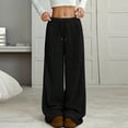 thumbnail image 5 of Misright Fuzzy Plush Pajama Pants Drawstring Elastic Waist Wide Leg Pj Bottoms Gift, 5 of 10