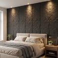 thumbnail image 2 of BEAUTYPEAK 4PCS 48"x 24" 3D Wall Decor Wall Panels Faux Stone Siding, Carbon Black, 2 of 8