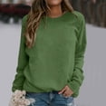 thumbnail image 2 of UJNDER Women's Solid Color Print Crewneck Sweatshirt Long Sleeve Twill Casual Pullover Fall Graphic Sweatshirts for Women Army Green S, 2 of 5