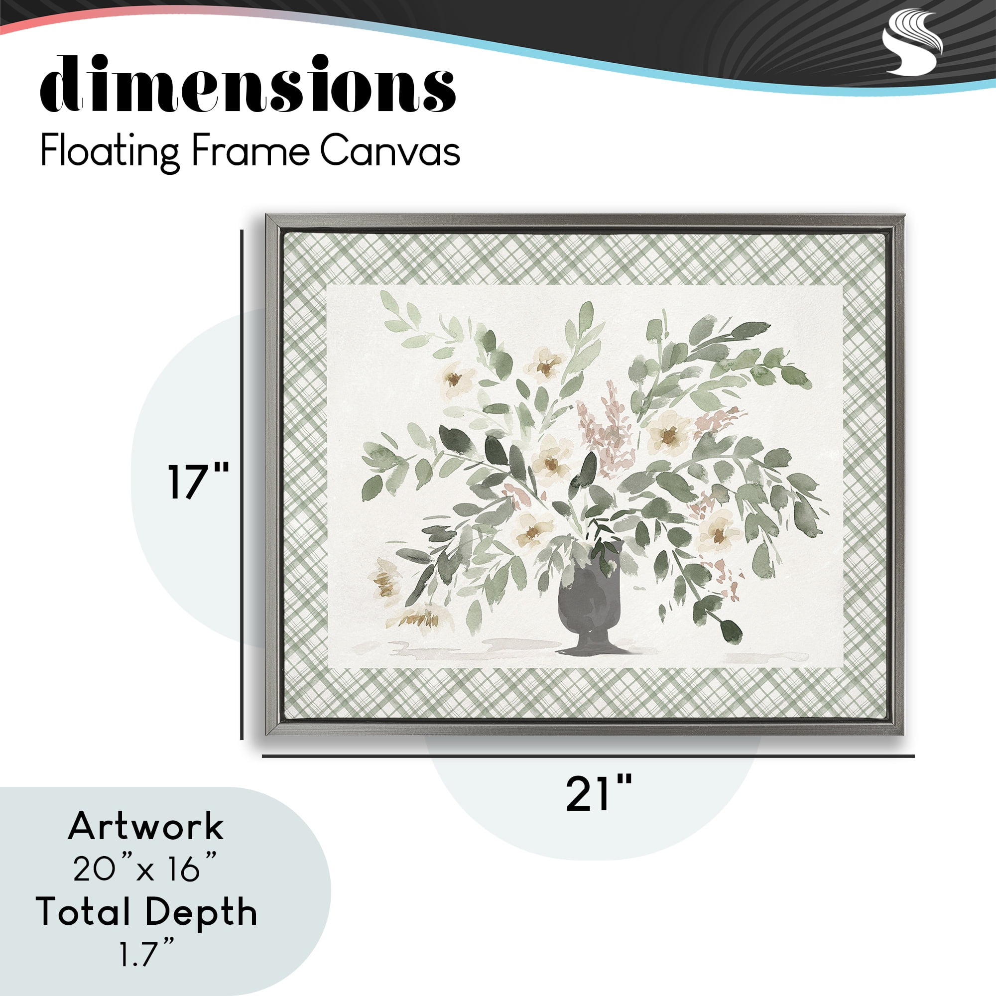 Stupell Industries Springtime Bouquet on Plaid Gray Framed Floater Canvas Wall Art, design by Lucille Price