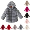 thumbnail image 4 of Girls Fuzzy Faux Fur Jacket Long Sleeve Casual Fleece Sherpa Quilted Thicken Coat Hooded Lightweight Solid Color Winer Warm Outerwear, 4 of 4