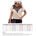 thumbnail image 4 of Mujeres camiseta crew Masajeadores de cuello manga corta Encaje suelta hem casual blusa para oficina al aire libre, 4 of 6