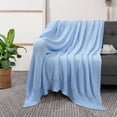 thumbnail image 2 of PiccoCasa 100% Cotton Soft Knitted Throw Solid Blanket for Couch Sofa Bedroom, Pale Blue 50"x60", 2 of 7