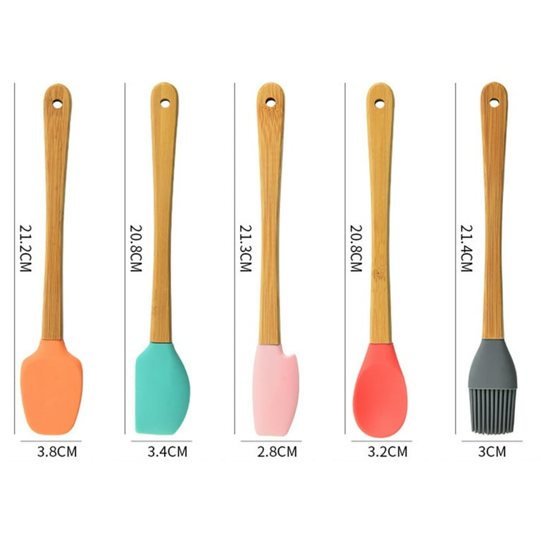 HEQUSIGNS 5 Pack Rubber Spatula Set, Heat Resistant Seamless Rubber Scraper,  Non-Stick for Cooking Baking Mixing(Pink) 