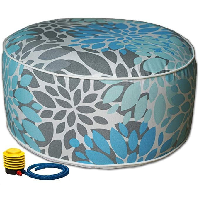 Kozyard Inflatable Stool Ottoman Used for Indoor or Outdoor, Kids or Adults, Camping or Home(Blue Pattern)