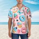 thumbnail image 2 of Balery Cupcakes and Donuts Camisas hawaianas de manga corta para hombre, camisas playeras de corte holgado, camisas de vacaciones con botones,Small, 2 of 7