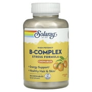Solaray Vitamin B-Complex 250mg Natural Orange Flavor | Healthy Hair, Skin, Immune Function & Metabolism Support | Lab Verified | 50 Chewables
