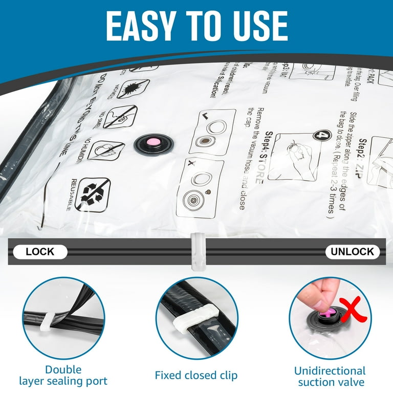 20 Pack Vacuum Storage Bags Space Saver Bags (4 Jumbo/4 Large/4 Medium/4 Small/4 Roll) Compression for Comforters and Blankets Sealer Clothes Storage