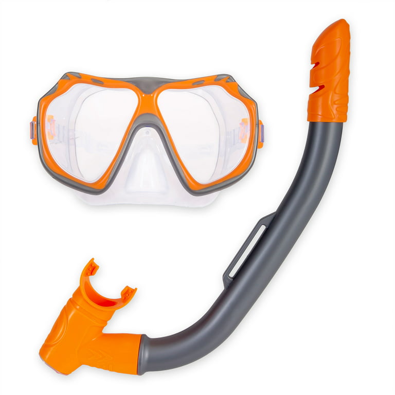 Dolfino Youth Unisex Latex Free Swim Mask and Snorkel Set with Duel Lens,  Silver
