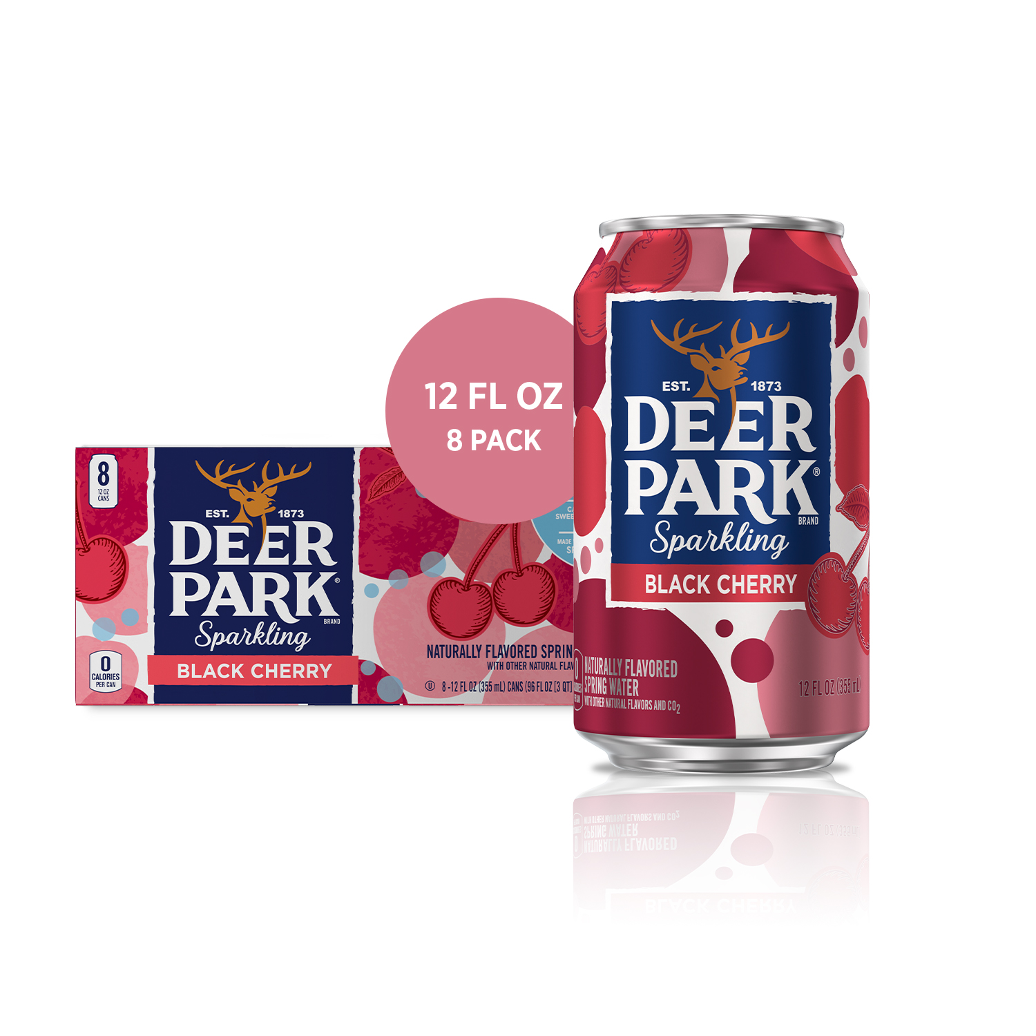 Deer Park Sparkling Water, Black Cherry , 12 oz. Cans (8 Count