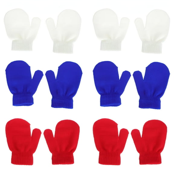 TELOLY 6 Pairs Children Winter Mitts Comfortable Mittens Knitted Design Mittens