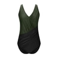 thumbnail image 4 of LEBONYARD Women's One-Piece Swimsuit:High-Quality for Beach Fun,Womens Patchwork Swimsuits Ruched Criss Bathing Suits V Neck Blackless Swimwear Army Green M, 4 of 6