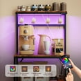 thumbnail image 5 of Bakers Rack with Power Outlet & LED Lights, Small Coffee Bar Table with Adjustable Storage Shelf, 4 Tiers Microwave Stand with 8 Hooks, Coffee Station for Appliance Organizer, Rustic Brown, 5 of 9