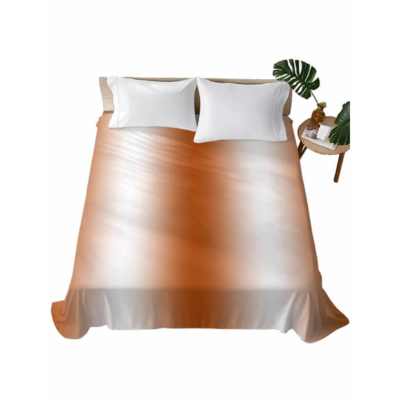 Orange White Ombre Flat Sheets Only California King Size, Soft Breathable Bed Top Sheets for Mattress, Farmhouse Country Minimalist Art Bedding Flat Sheets for Home Hotel Bedroom Bed Protection