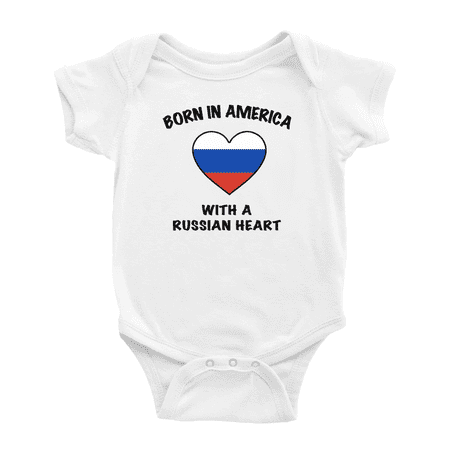 

Born In America With A Russian Heart Cute Baby Clothing Bodysuits For Boy Girl