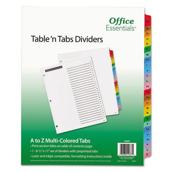 Table 'n Tabs Dividers, 26-Tab, A To Z, 11 X 8.5, White, 1 Set | Bundle of 2 Sets