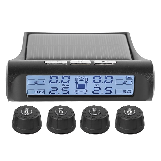 Sistema de monitor de presión de neumáticos TPMS para automóvil con pantalla en blanco y negro (sensor externo) Tmvgtek Accesorios para autos y motos