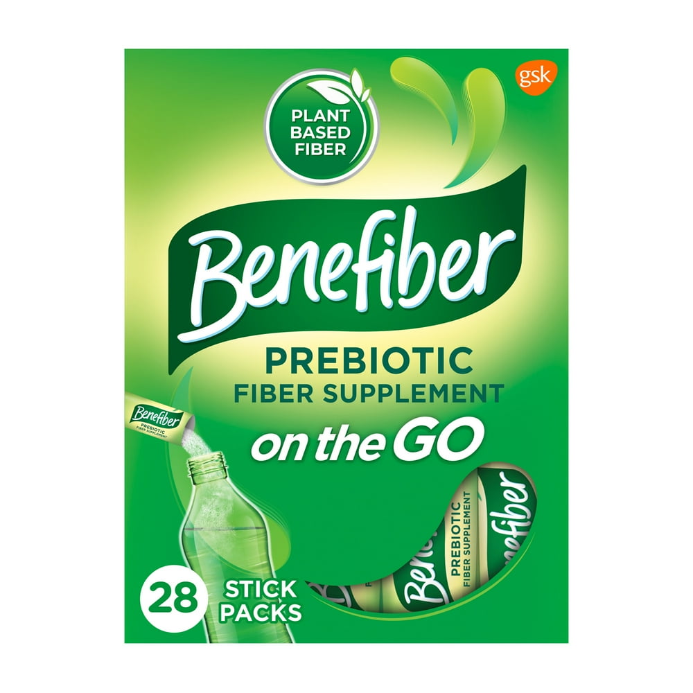Benefiber On The Go Prebiotic Fiber Powder for Digestive Health, Unflavored Powder Stick Packs