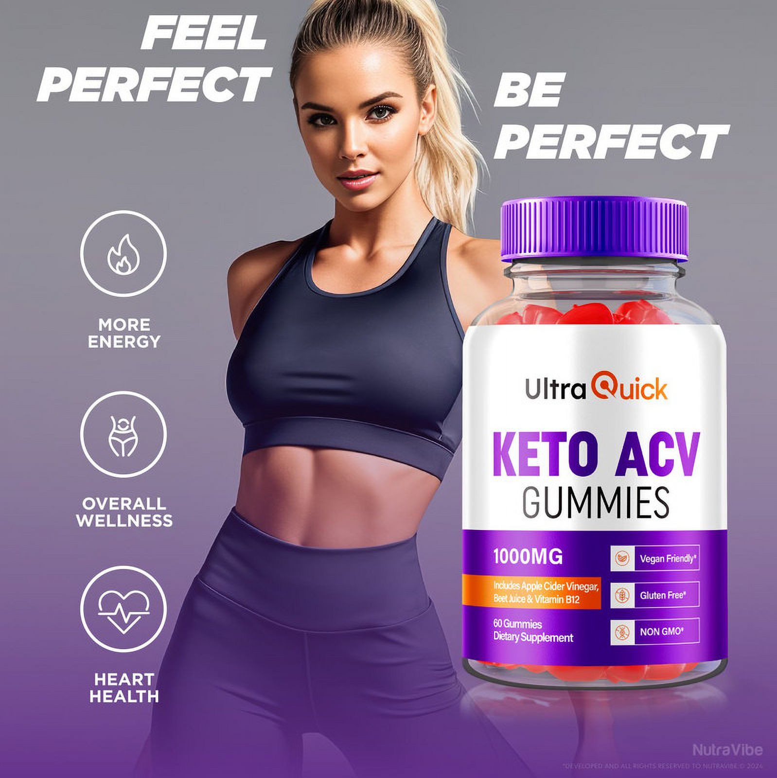 (3 Pack) Ultra Quick Keto Gummies, Maximum Strength Keto + ACV, Advanced Weight Loss Supplement for Stubborn Fat, 1000MG plus Keto Vitamins, UltraQuick Reviews (180 Gummies)