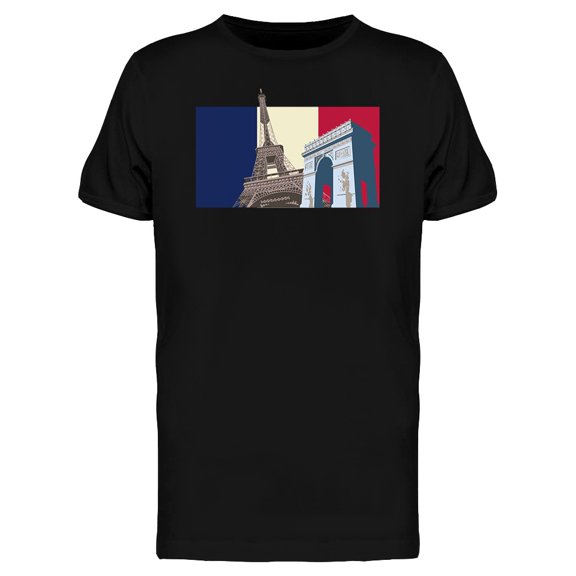 Eiffel Tower And Triumph Arc T-Shirt Men -Image by Shutterstock, Male 3X-Large