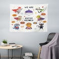 thumbnail image 1 of Funny Sloth Tapestry, We are Super Heroes Lettering with Caped Costume Animals Comic Effects Boom, Fabric Wall Hanging Decor for Bedroom Living Room Dorm, 5 Sizes, Multicolor, by Ambesonne, 1 of 1