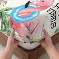 thumbnail image 3 of Twin Sze Fitted Sheet Set - Pink Flamingos 2 Piece Bedding Sets 16" Deep Pocket Fitted Sheet with 1 Pillowcase, Summer Palm Leaf Tropical Botanical Brushed Microfiber Hotel Luxury Bed Sheets, 3 of 9
