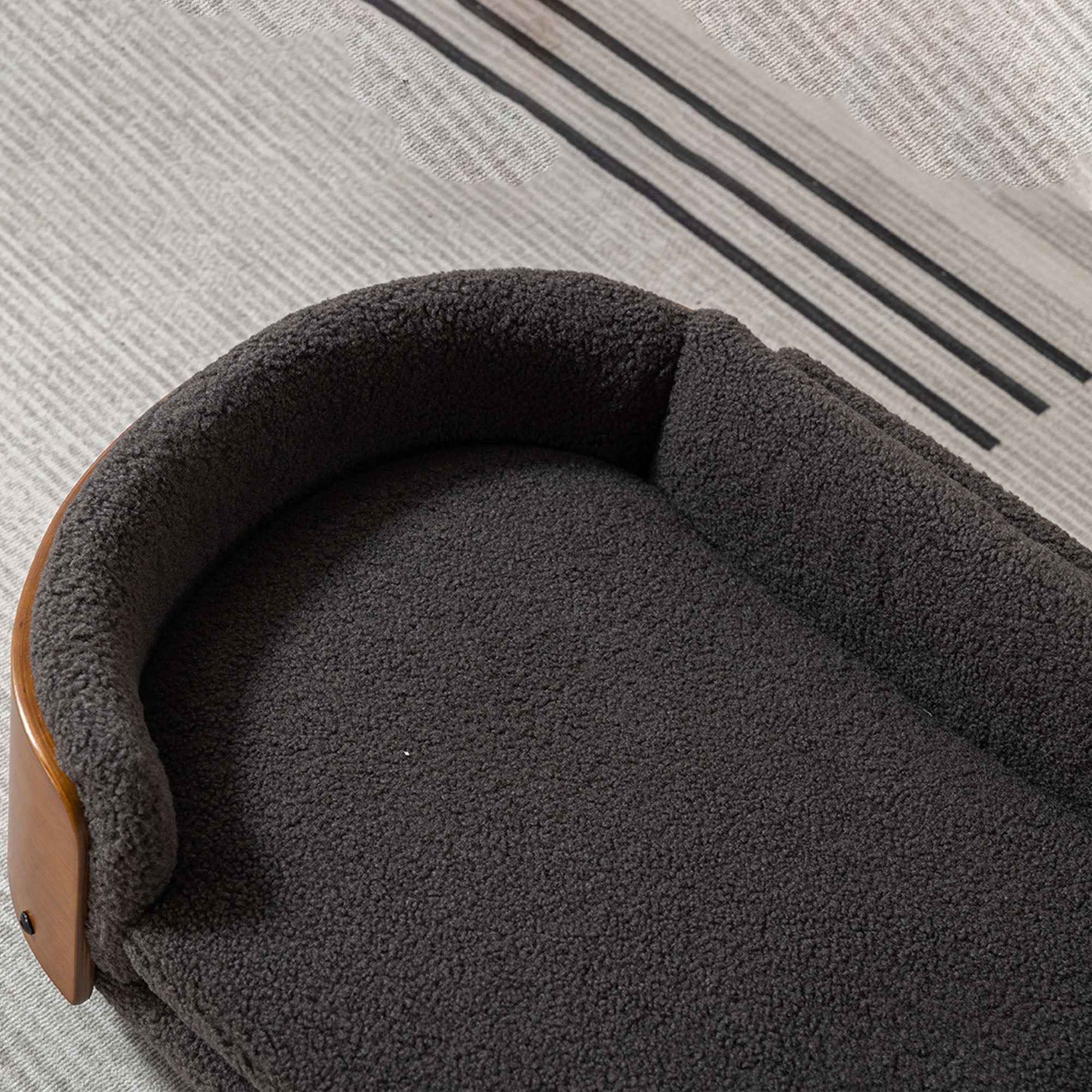 Pefilos 30" Elevated Pet Dog Bed with Solid Wood Legs and Walnut Bent Wood Back, Cashmere Cushion, Pet Sofa for Indoors Dogs, Gray Pefilos 30" Elevated Pet Dog Bed with Solid Wood Legs and Walnut Bent Wood Back, Cashmere Cushion, Pet Sofa for Indoors Dogs, Gray