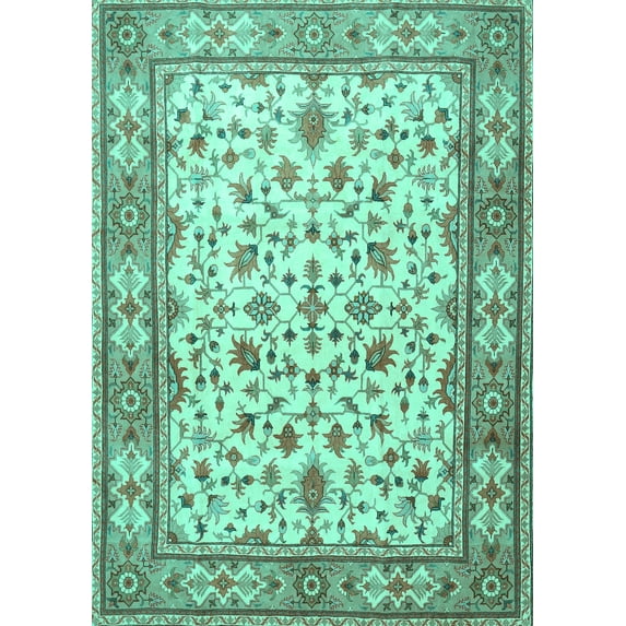 Ahgly Company Indoor Rectangle Persian Turquoise Blue Traditional Area Rugs, 2' x 4'