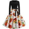 thumbnail image 1 of Vestido HUOGUO Fashion de manga larga con estampado de patchwork para mujer, 1 of 5