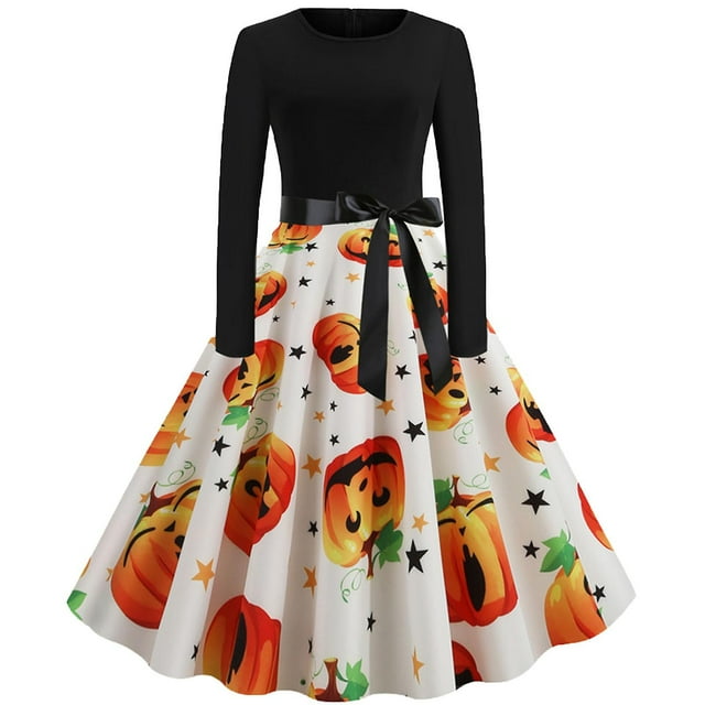 Vestido HUOGUO Fashion de manga larga con estampado de patchwork para mujer