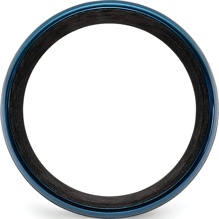 Black Carbon Fiber with Brushed Blue IP-plated Stainless Steel 8mm Band Black Carbon Fiber with Brushed Blue IP-plated Stainless Steel 8mm Band