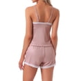 thumbnail image 3 of INSPIRE CHIC Women's Pajama Sets Sleepwear Lace Trim Tops with Shorts Spaghetti Strap Camisole Loungewear L Pink, 3 of 6