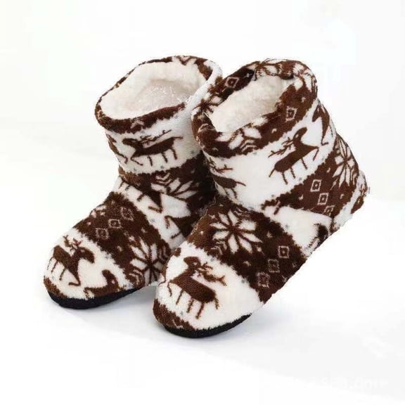 CNKOO Pantoufles de Noël pour Femmes Bottes en Fourrure en Molleton Corail Chaussures d'Intérieur Chaudes