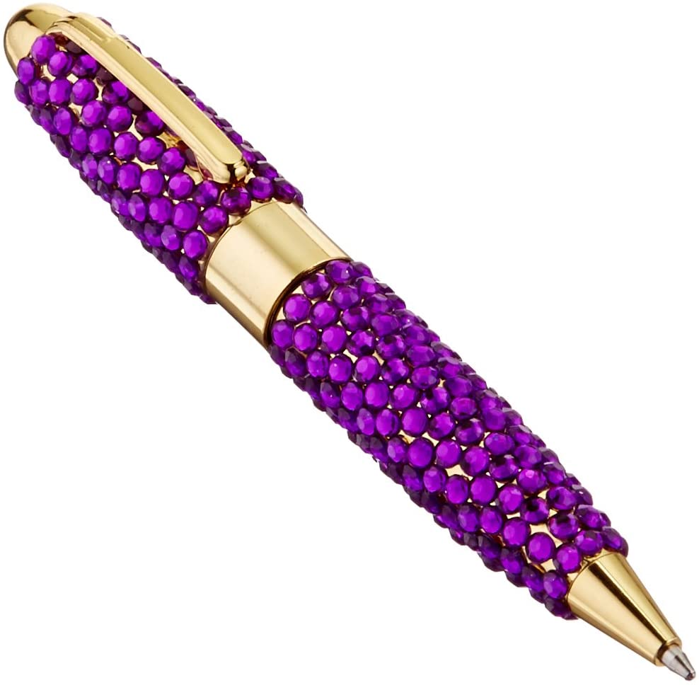 Inkology Glam Rocks Rhinestone Retractable Ball Point Pen, 4.5 X 0.38Inch, Medium Point, Black